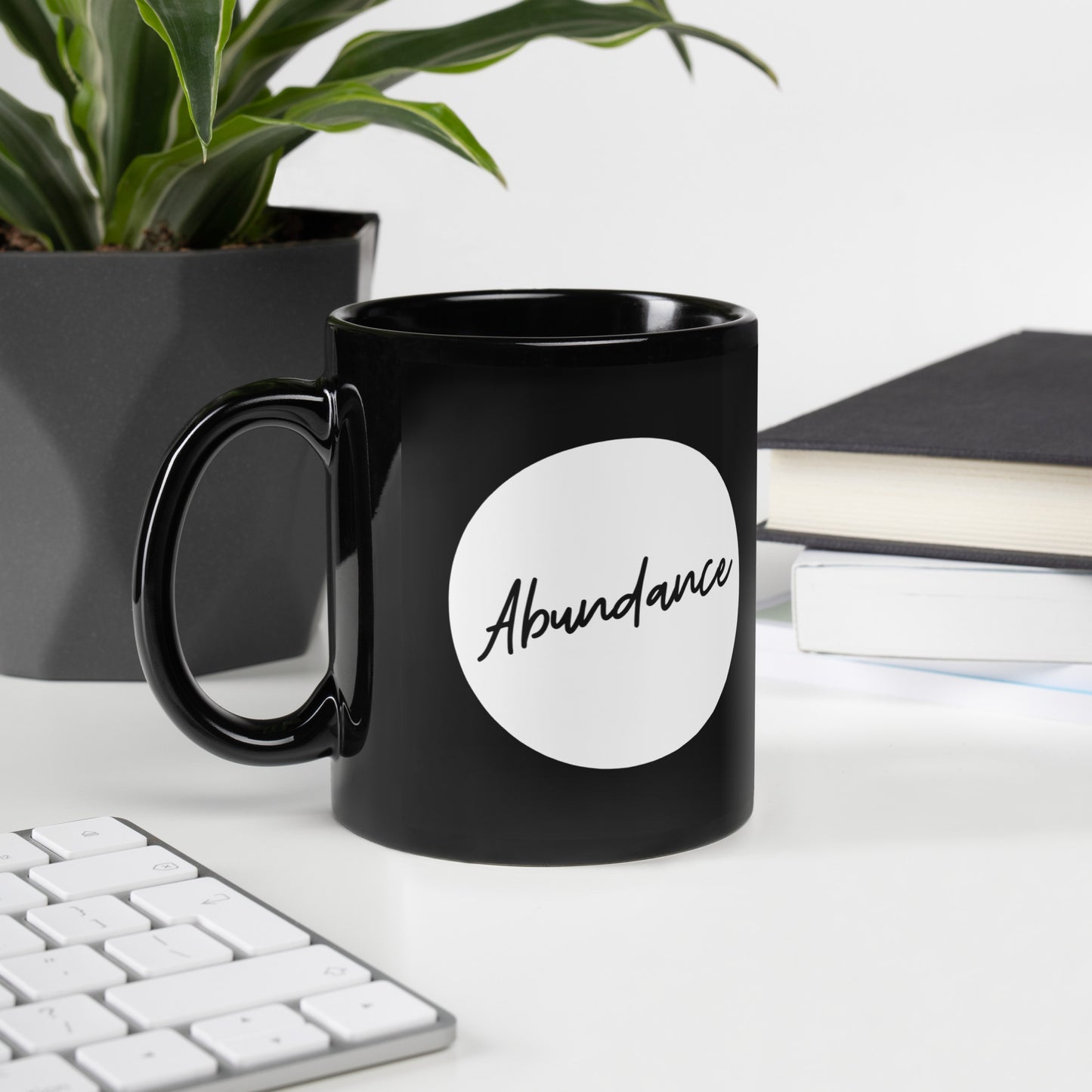 "Abundance" Ceramic Mug Black Glossy Mug