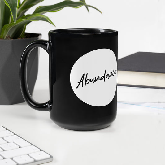 "Abundance" Ceramic Mug Black Glossy Mug